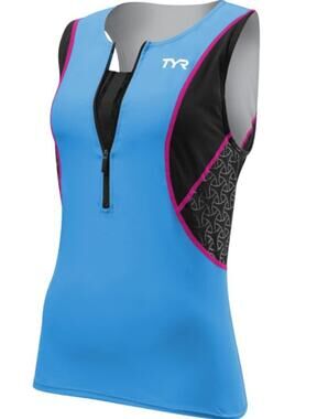 TYR Competitor Womens LOOSE Tri Singlet with Bra Top Blue Black Size XS - $65